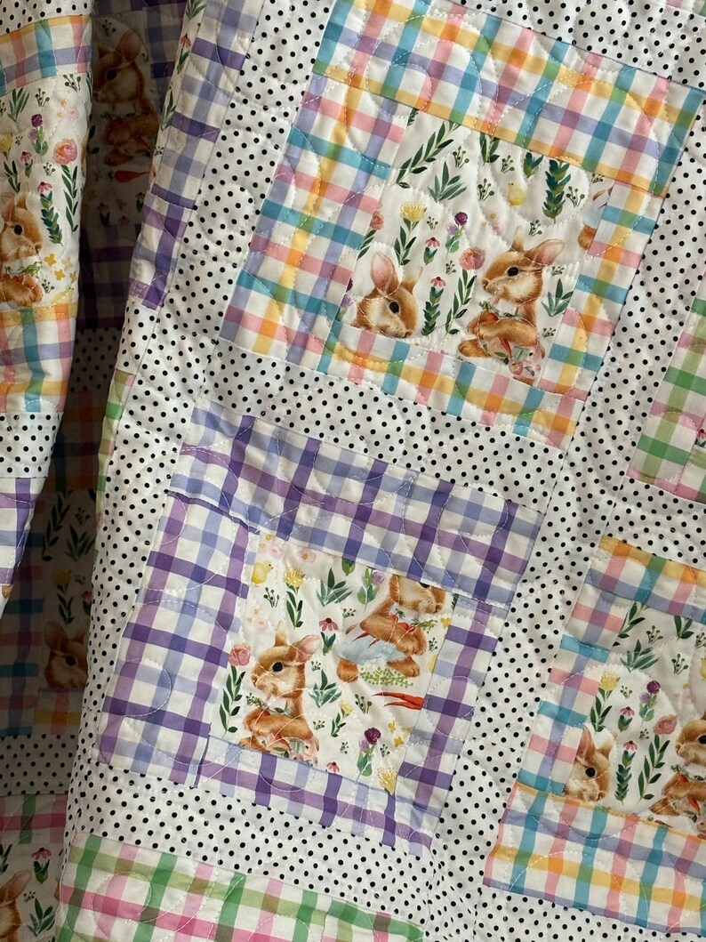 Square in a Square Easter Throw Quilt image 3