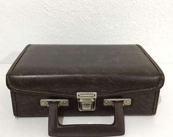 Vintage Brown Vinyl Cassette Carrying Case for 12 Tapes - Audio Cassette Tape Holder, Storage & Travel Box For Car, Home - Retro 80s Music