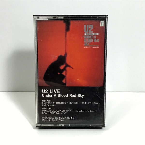 U2 - LIVE Under A Blood Red Sky - Original 1983 Cassette Tape Bono The Edge Adam Clayton Larry Mullen Island Records, 80s New Wave Post Punk