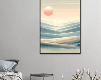 Serene Sunrise: Calming Landscape Art Print for Modern Home Decor