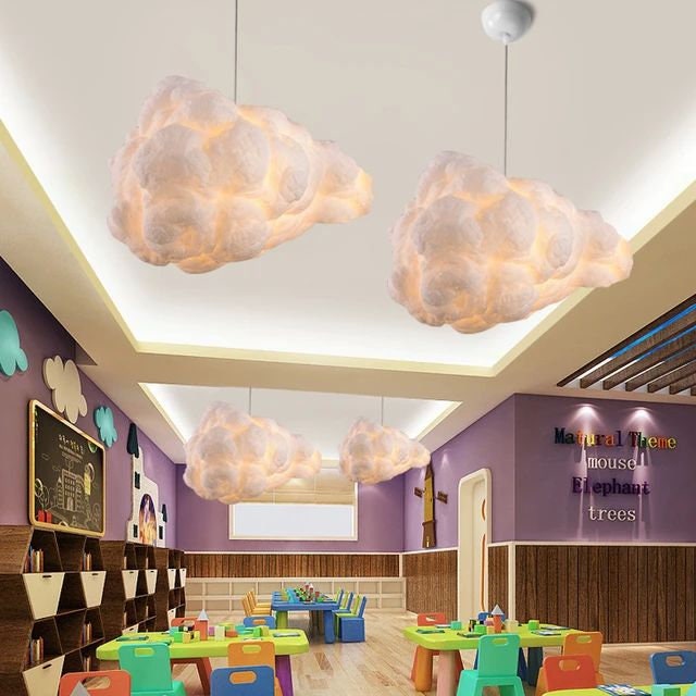 Nursery Bedroom Lampshade Cloud Pendant Jewel Droplets Ceiling Light Shade  LED