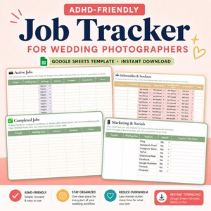 ADHD Wedding Photography Job Tracker | Google Sheets Workflow (Digital Download)