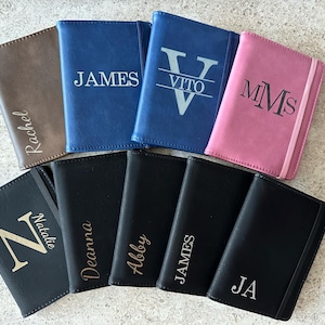 Personalized Passport Holder: Faux Leather Travel Wallet, Custom Engraved Gift