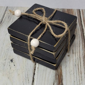 Handmade Black Wood Coasters, Wooden Coasters Handmade in Black, Wooden Drink Coasters, Coffee Coasters