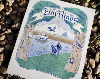 Risograph art print, Realm of the Elderlings Merch, Fitz and Nighteyes, 8x10 inches