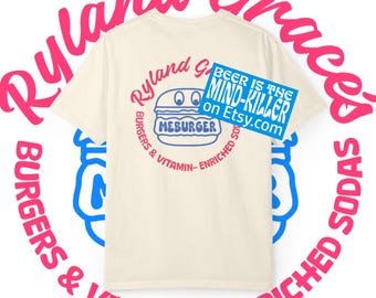 Mercancía del Proyecto Ave María, Meburger Versión 2, Colores Confortables, Camiseta Unisex Teñida en Prenda