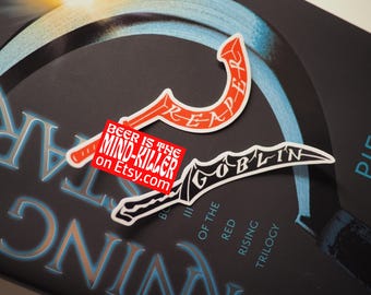 Red Rising Merch, Reaper Goblin slingBlade Tickler Stickers, Free US Shipping
