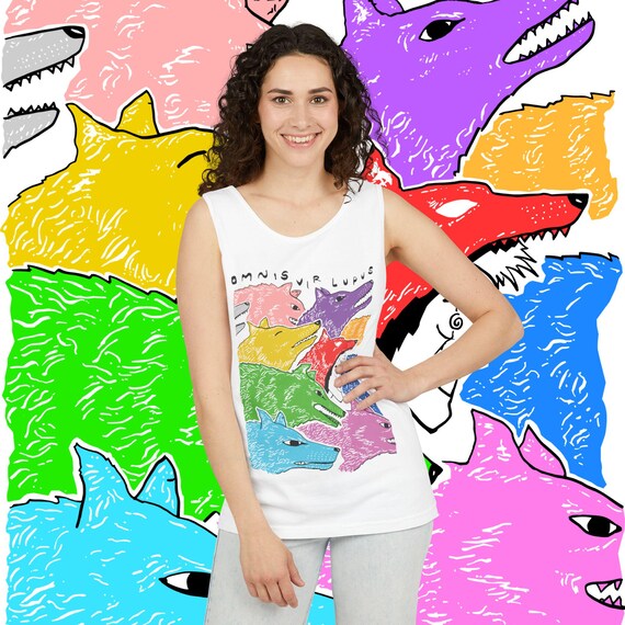 Camiseta sin mangas unisex teñida en prenda Sevro, Omnis Vir Lupus