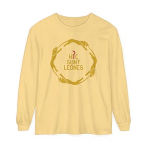 Hic Sunt Leones circle logo, Red Rising Merch, Comfort Colors, Unisex Garment-dyed Long Sleeve T-Shirt