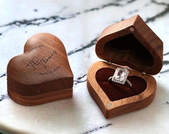 Scatola per anelli di fidanzamento, Proposta di scatola per anelli, Scatola per anelli a cuore in legno personalizzata, Scatola per anelli di fidanzamento nuziale, Personalizzata Mi vuoi sposare