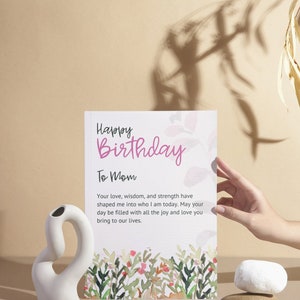 詩付きのお母さんへのかわいい誕生日カード、愛情のこもったメッセージ付きの母の誕生日カード、娘/息子からのママへの誕生日カード