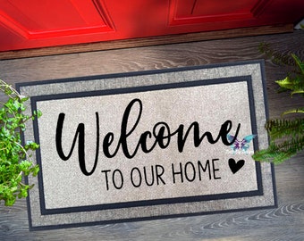 Welcome to our Home heart Indoor/Outdoor Mat