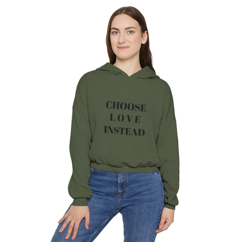 Anna Women's Cinched Bottom Adorable Hoodie Choose Love Instead zdjęcie 4