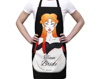 Team Bride | Anna | Black | Apron (AOP) | Hen Party | Hen Night