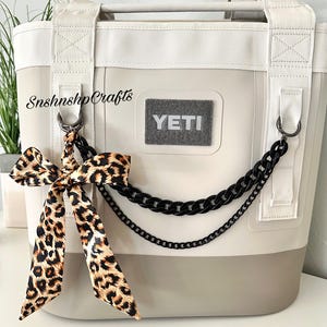 Leopardflätad satinrosett nyckelring handväska tillbehör Yeti Camino Bogg väska tygväska bild 1