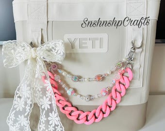 Pastel Pink Beaded Acrylic Chunky Chain Handbag Accessory Yeti Camino Tote  Bogg Bag Accessories