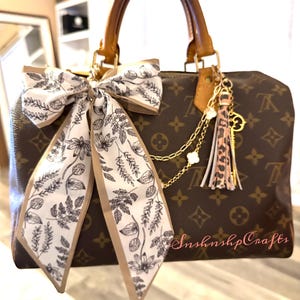 Beige Satin Bow Keychain