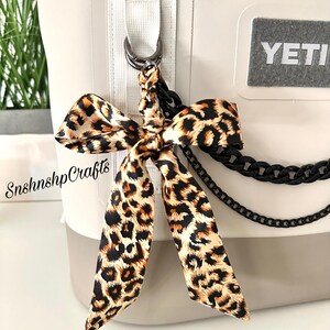 Leopardflätad satinrosett nyckelring handväska tillbehör Yeti Camino Bogg väska tygväska bild 6