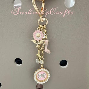 Luxury Light Pink Fashion Cherry Keychain Purse Accessory