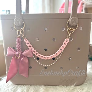 Pink Double Pearl Chain Bag Accessory 12” Acrylic Purse Tote Bag Yeti Camino Bogg Bag Accessory