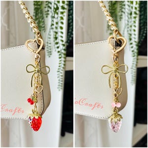 Strawberry Cherry Bow Keychain Purse Accessory