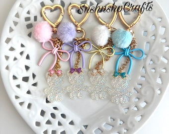 Sparkling Bear Keychain Purse Accessory Yeti Camino Bogg Bag Tote Bag Accessories