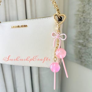 Pink Lollipop Coquette Bow Keychain