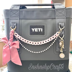 Pink Braided Satin Bow Keychain Handbag Accessory Yeti Camino Bogg Bag Tote Bag