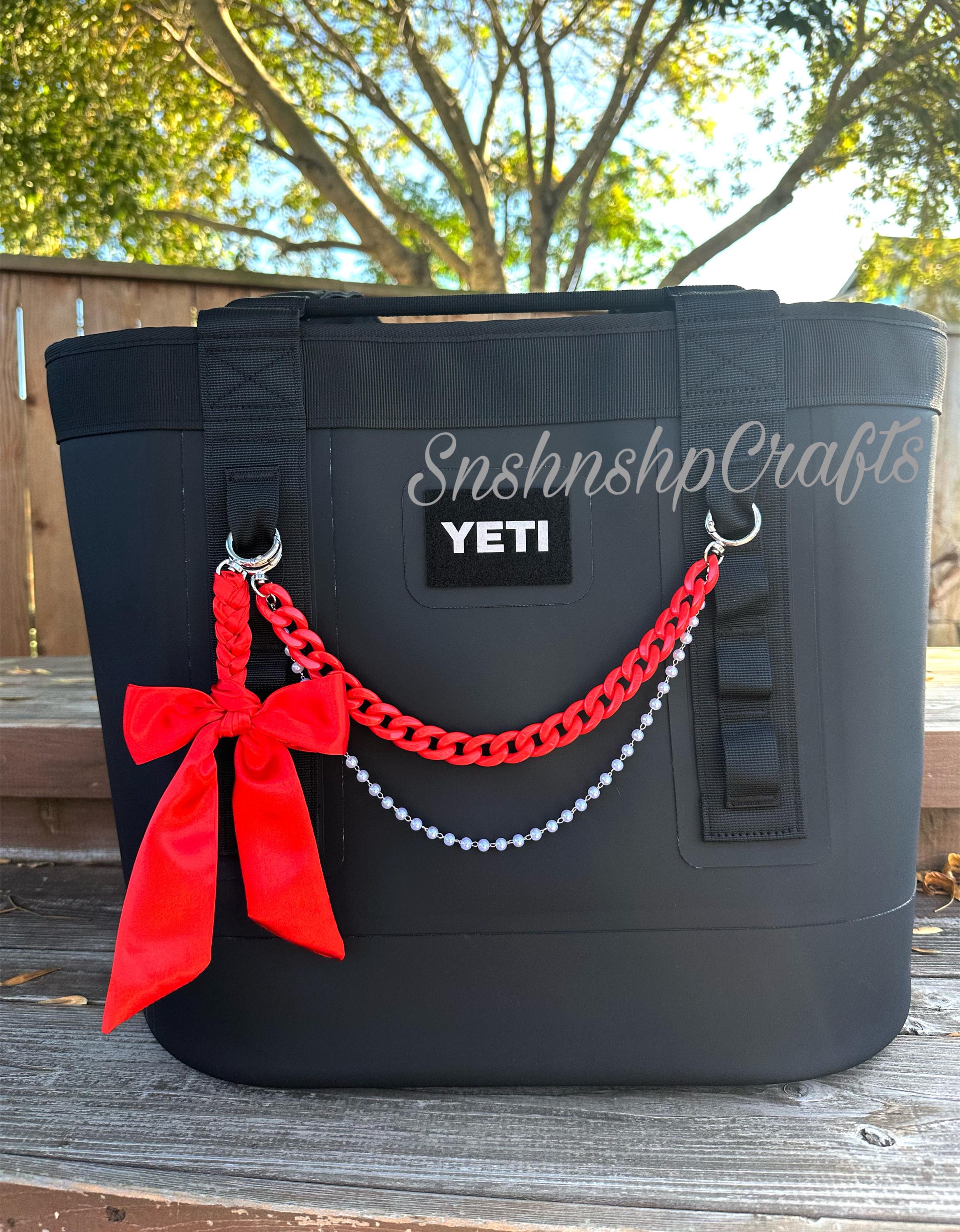 Red Double Pearl Black Chain Bag Accessory Acrylic Purse Tote Bag Yeti Camino Bogg Bag Accessory