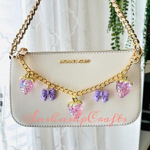 Purple Strawberry Bow Chain Bag Accessory