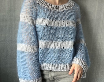 Knitted handmade one of a kind oversized pullover sweater