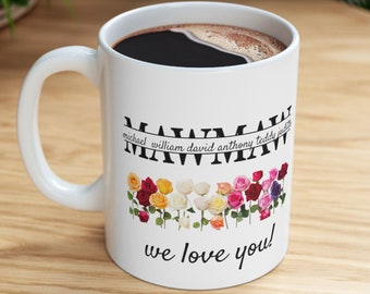 Personalized Mawmaw Mug With Grandchildren's Names, Personalized Mawmaw Roses Mug, Grandkid's Names Mug, Mother's Day Gift, Mawmaw Gift