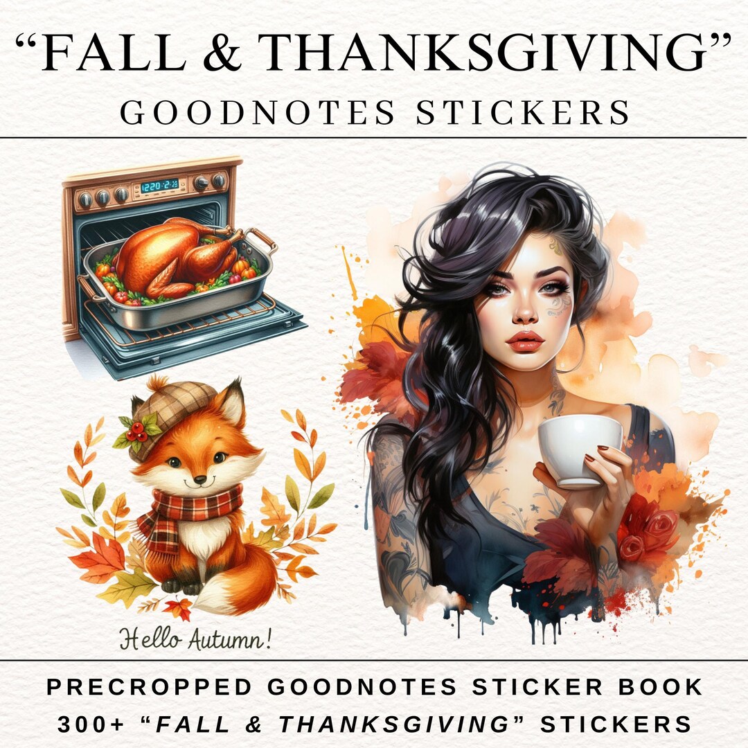 FALL & THANKSGIVING Goodnotes Sticker Pack, Precropped Digital Sticker ...