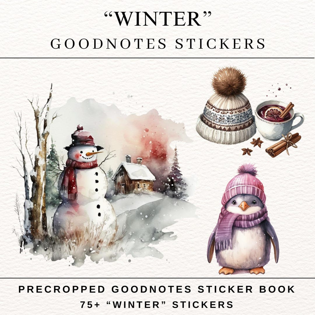 WINTER STICKERS Goodnotes Precropped Sticker Bundle, Snow Sticker Pack ...