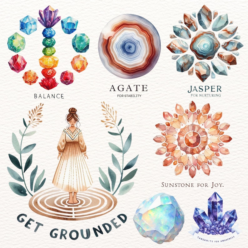 Transparent Stone Sticker CRYSTALS & GEMSTONES PNG Sticker Pack, Precropped Digital Sticker Book ...