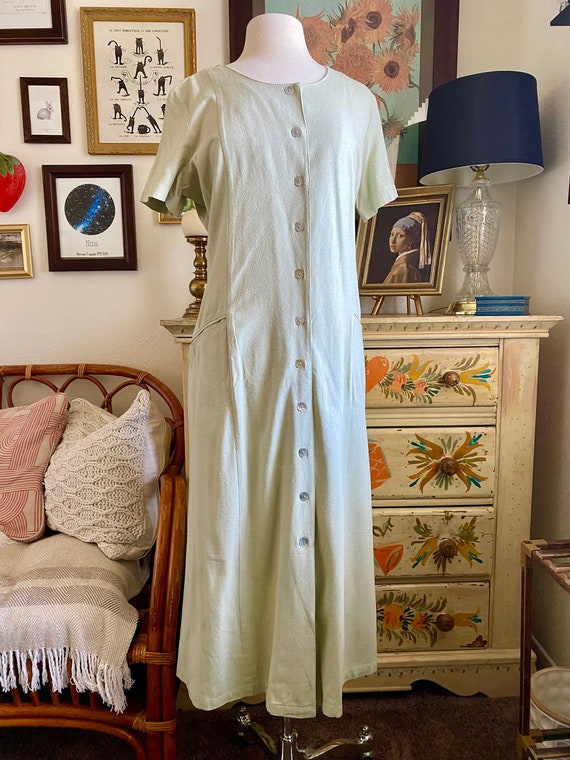 Vintage 90’s Green Silk Maxi Dress Size L - image 1