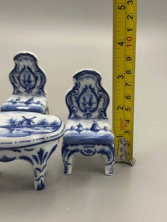 Vtg Meissen Crossed Swords Delft Blue Dutch Windmill Miniature