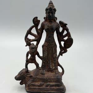 Antique Indonesian Hindu Java Bronze Durga Mahishasuramardini Statue 6 1/2''