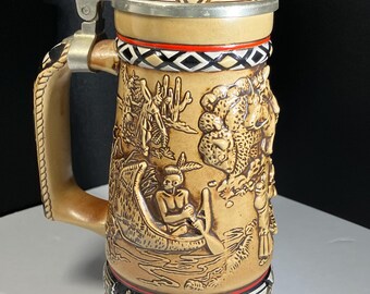 Indian Beer Stein-American Frontier Indian “1988” for Avon in Brazil Ceramarte