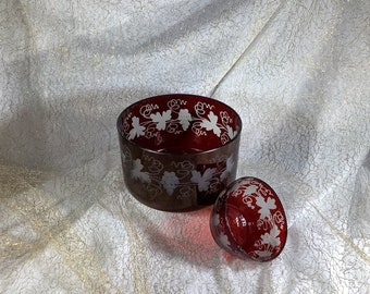 Bohemian Glass Bowl with Finger Bowl Set