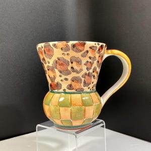 MacKenzie-Childs Leopard Hand Painted Majolica Mug