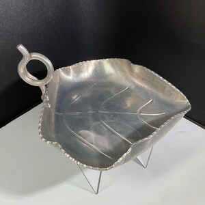 Vintage Hammered Buenilum Aluminum Grape Leaf Dish by Buehner-Wanner Co.