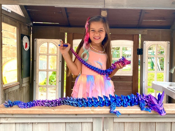 3D Printed Dragon | Giant Articulated Dragon Toy | Large Crystal Dragon Gift For Kids