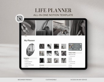 Notion Life Planner Template, All-in-One Notion Dashboard, Personal Digital That Girl Planner, Manifestation Journal, Finance Tracker