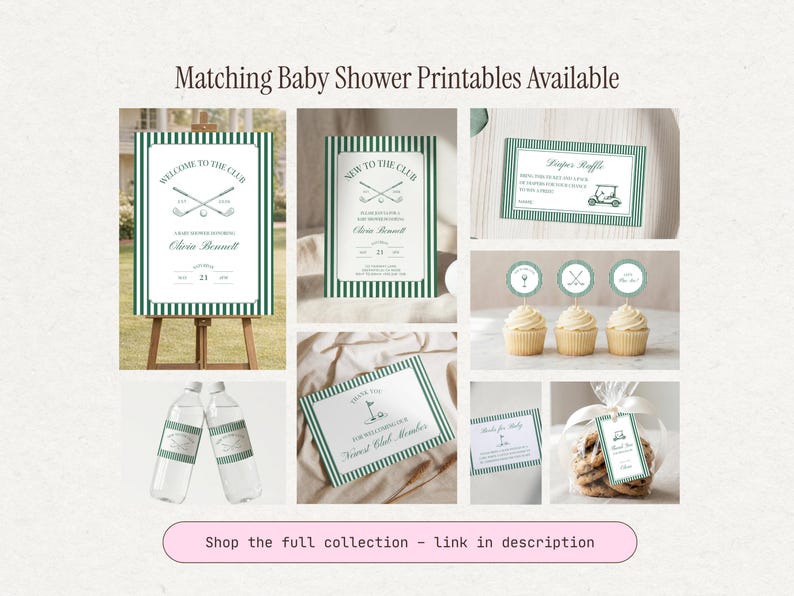 Golf-Babypartyeinladung, neu im Club druckbare Einladung, bearbeitbare Canva-Baby Sprinkle-Vorlage, kleiner Putter ist auf dem Weg Bild 11
