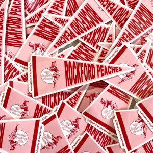Adesivo in vinile con il pennant dei Rockford Peaches – Decalcomania ispirata a Ragazze Omologate – Fan art del film di baseball retrò per laptop e bottiglie d'acqua