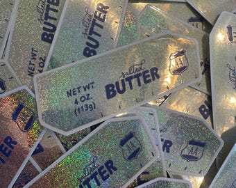 Butter Yellow Glitter Vinyl Sticker – Sparkly Waterproof Decal for Laptops, Water Bottles & Journals