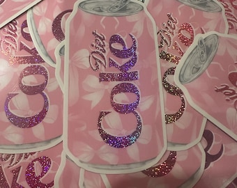 Pink Glitter Diet Soda Can Vinyl Sticker Decal