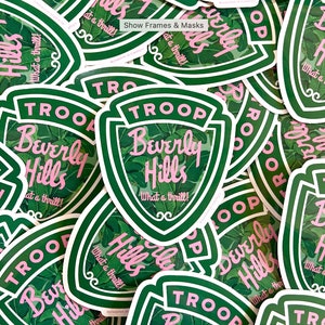 Troop BEverver Hills Vinyl-Aufkleber - Von 1980er Jahren Film inspirierter, wasserfester Aufkleber - Retro-Kalifornien-Ästhetik für Laptops & Wasserflaschen