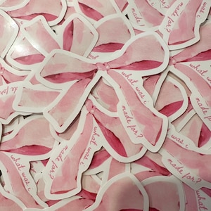 Rosa Schleife Aquarell wofür war ich gemacht? Vinyl sticker sticker Billie eilish inspiriertes Mädchen kokette